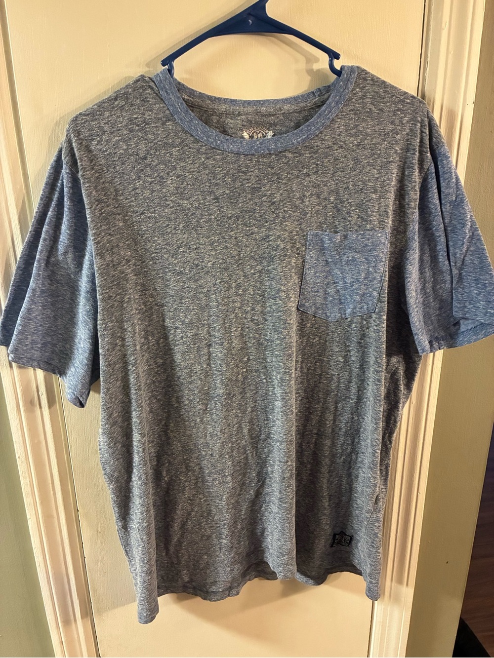 Men’s Large Flag And Anthem Short Sleeve T Shirt In Heather Gray And Blue